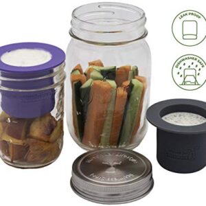 Divider Cup by Mason Jar Lifestyle - For Salads, Dips, and Snacks. Plastic Free Bento Lunch Container(Frost, Wide Mouth)