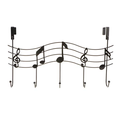 Over The Door Hooks Music Note Metal Hook Coat Hat Bag Wall Hook Hanger Organizer Holder - Black