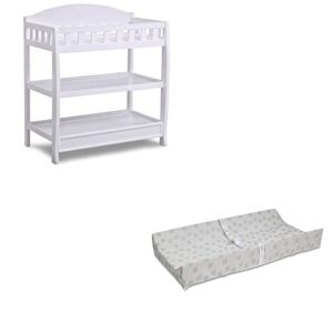 delta children infant changing table with pad, white and waterproof baby and infant diaper changing pad, beautyrest platinum, white
