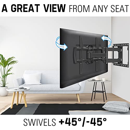 Mounting Dream TV Mount for Most 42-75 inch Flat Screen TVs Up to 100 lbs, Full Motion TV Wall Mount with Swivel Articulating 6 Arms, TV Wall Mounts Fit 12'', 16” Wood Studs, Max VESA 600x400mm
