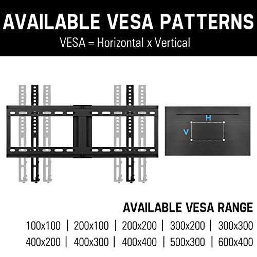 Mounting Dream Fixed TV Wall Mount TV Bracket for 42-70 inch TVs, Low Profile TV Mount with Height Adjustable Holds up to 132 lbs, Max VESA 600 x 400mm, TV Mounts Fit 16'' / 18'' / 24'' Wood Studs