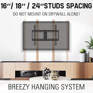 Mounting Dream Fixed TV Wall Mount TV Bracket for 42-70 inch TVs, Low Profile TV Mount with Height Adjustable Holds up to 132 lbs, Max VESA 600 x 400mm, TV Mounts Fit 16'' / 18'' / 24'' Wood Studs