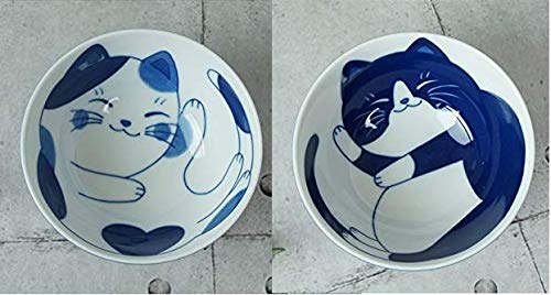 Minorutouki Cat Design"NEKOCHIGURA" Rice Bowl MIKE & HACHIWARE Small Size 2 pattern set φ4.6×H2.4in 6.63oz Made in Japan