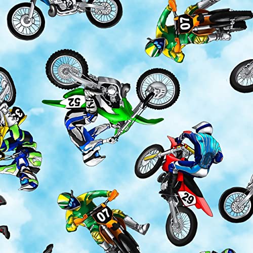 Mini Dirt Bikes-Motorcycles Cotton Fabric by Timeless Treasures