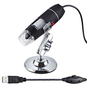 amscope 50x to 500x usb digital handheld microscope with adjustable stand and 8-led light - compatible with windows, mac and android (otg adapter included)