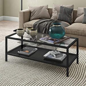 Henn&Hart 45" Wide Rectangular Coffee Table in Blackened Bronze, Modern coffee tables for living room, studio apartment essentials