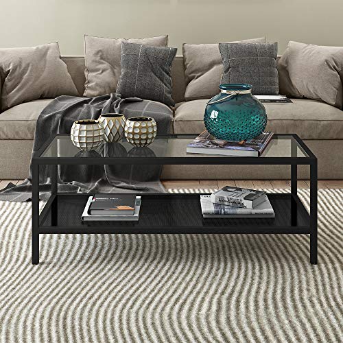 Henn&Hart 45" Wide Rectangular Coffee Table in Blackened Bronze, Modern coffee tables for living room, studio apartment essentials