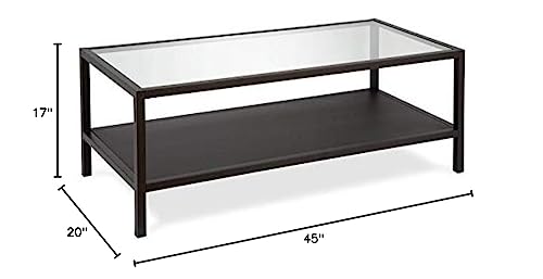 Henn&Hart 45" Wide Rectangular Coffee Table in Blackened Bronze, Modern coffee tables for living room, studio apartment essentials