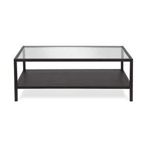 Henn&Hart 45" Wide Rectangular Coffee Table in Blackened Bronze, Modern coffee tables for living room, studio apartment essentials