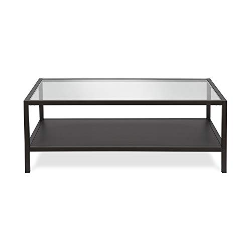 Henn&Hart 45" Wide Rectangular Coffee Table in Blackened Bronze, Modern coffee tables for living room, studio apartment essentials