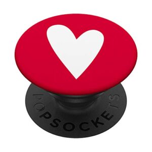 red heart elegant simple love valentines day pop socket popsockets popgrip: swappable grip for phones & tablets