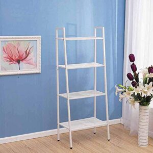 Goujxcy 4 Tier Bookshelf,Wall Bookshelves Leaning Ladder Bookshelf Metal Book Rack Narrow Shelving Unit Entryway Cabinet Organizer Display Home Furniture