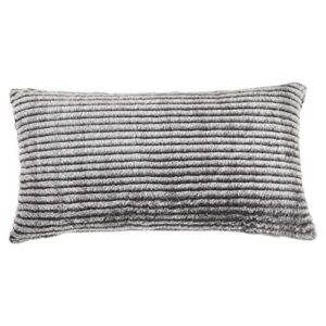 signature design by ashley metea faux fur lumbar throw pillow, 14 x 26 inches , light gray
