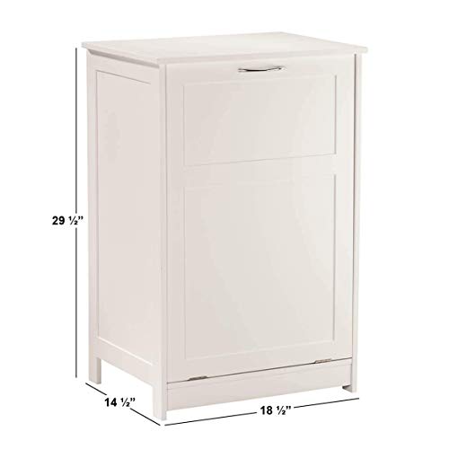 OakRidge Tilt Out Laundry Hamper Bin – Freestanding Bathroom Storage Cabinet – White – 29 ½” High Overall