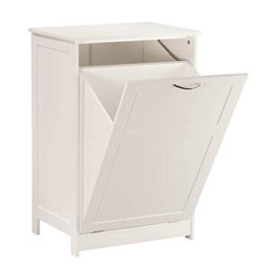 OakRidge Tilt Out Laundry Hamper Bin – Freestanding Bathroom Storage Cabinet – White – 29 ½” High Overall