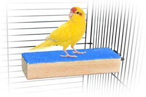 2 pack - bird cage perch stand - beak and foot grinding platform - all natural materials - parakeets, cockatiels, canaries, finches, conures, lories, and budgies - hamsters and gerbils (wood perch)