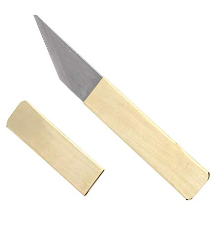 TIKUSAN Japanese Brass Pocket Knife (Kiridashi) for Right Hand 1Set Carving Marking Knife