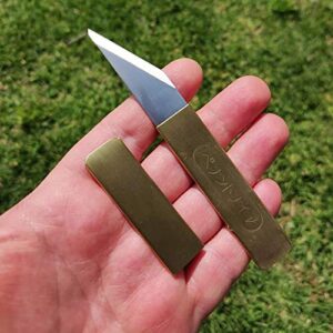 TIKUSAN Japanese Brass Pocket Knife (Kiridashi) for Right Hand 1Set Carving Marking Knife