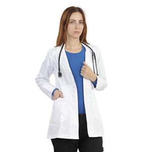 mazel uniforms women's 32 inch tailored lab coat, white, small