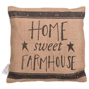 the country house home sweet farmhouse small natural brown 8 x 8 burlap fabric throw pillow