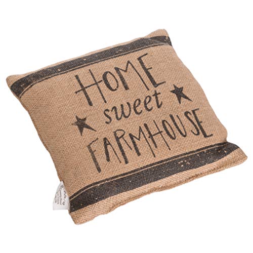 The Country House Home Sweet Farmhouse Small Natural Brown 8 x 8 Burlap Fabric Throw Pillow