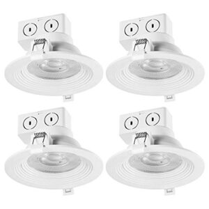 5" led integrated ridged spot baffle round trim recessed lighting kit 4-pack, 9 watts, energy star, cec title 24 compliant, ic rated, dimmable, white, 5.25" hole size,91338