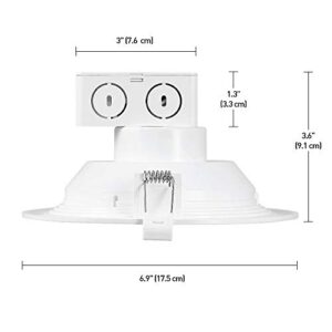 6" LED Integrated Ridged Baffle Round Trim Recessed Lighting Kit 4-Pack, 11 Watts, Energy Star, CEC Title 24 Compliant, IC Rated, Dimmable, White, 6.25" Hole Size,91341