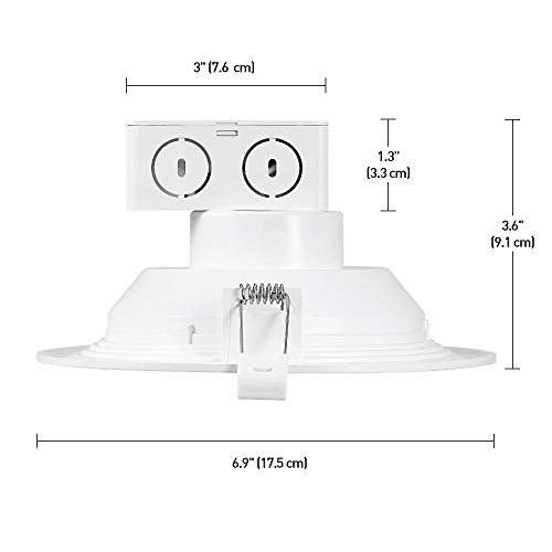 6" LED Integrated Ridged Baffle Round Trim Recessed Lighting Kit 4-Pack, 11 Watts, Energy Star, CEC Title 24 Compliant, IC Rated, Dimmable, White, 6.25" Hole Size,91341