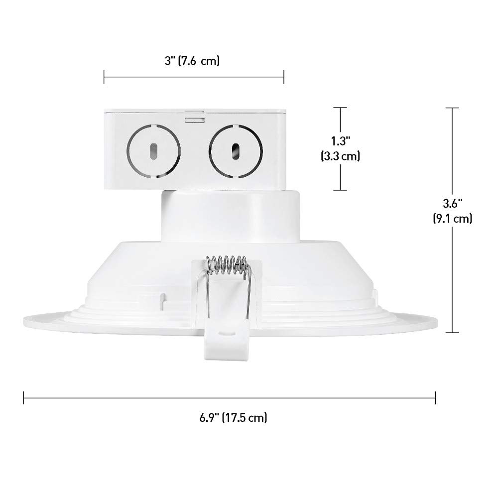 6" LED Integrated Ridged Spot Baffle Round Trim Recessed Lighting Kit 4-Pack, 11 Watts, Energy Star, CEC Title 24 Compliant, IC Rated, Dimmable, White, 6.25" Hole Size,91340