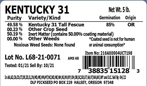 Premium Oregon Grown Kentucky 31 Tall Fescue Grass Seed (5 LBS)