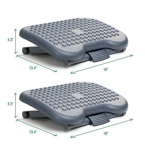 Mind Reader Anchor Collection, Adjustable Ergonomic Foot Rest, Set of 2, 17"L x 13"W x 6.25"H, Black