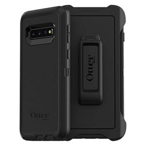 otterbox galaxy s10 defender series case - black, rugged & durable, with port protection, includes holster clip kickstand