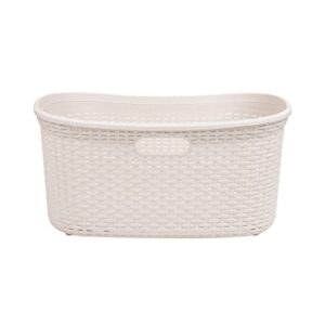 Mind Reader Basket Collection, Laundry Basket, 40 Liter (10kg/22lbs) Capacity, Cut Out Handles, Ventilated, 23"L x 14.5"W x 11"H, Ivory