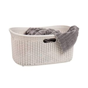 mind reader basket collection, laundry basket, 40 liter (10kg/22lbs) capacity, cut out handles, ventilated, 23"l x 14.5"w x 11"h, ivory