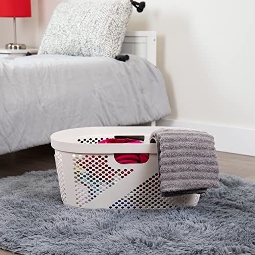 Mind Reader Basket Collection, Laundry Basket, 40 Liter (10kg/22lbs) Capacity, Cut Out Handles, Ventilated, 14.5"L x 23"W x 10.5"H, Ivory