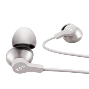 tcl elit100 in-ear earbuds hi-res wired noise isolating headphones with built-in mic – cement gray