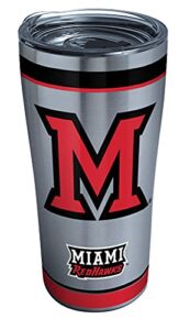 tervis triple walled miami university redhawks insulated tumbler cup keeps drinks cold & hot, 20oz - stainless steel, tradition