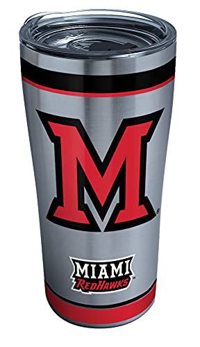 Tervis Triple Walled Miami University RedHawks Insulated Tumbler Cup Keeps Drinks Cold & Hot, 20oz - Stainless Steel, Tradition