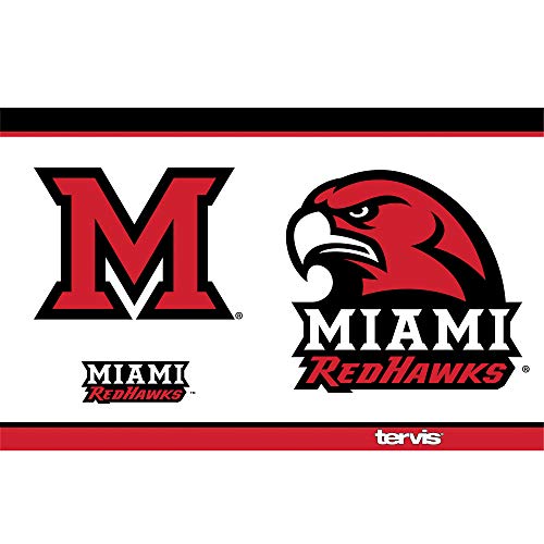 Tervis Triple Walled Miami University RedHawks Insulated Tumbler Cup Keeps Drinks Cold & Hot, 20oz - Stainless Steel, Tradition