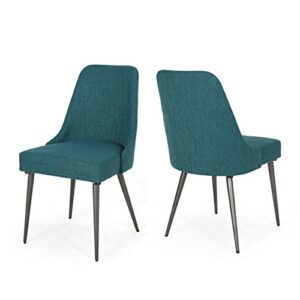 christopher knight home dawn modern fabric dining chairs, teal, 23.75d x 19.25w x 35.25h in (set of 2)