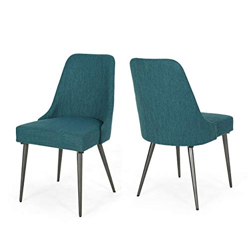 Christopher Knight Home Dawn Modern Fabric Dining Chairs, Teal, 23.75D x 19.25W x 35.25H in (Set of 2)