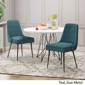 Christopher Knight Home Dawn Modern Fabric Dining Chairs, Teal, 23.75D x 19.25W x 35.25H in (Set of 2)