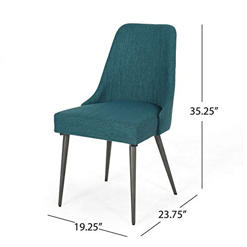 Christopher Knight Home Dawn Modern Fabric Dining Chairs, Teal, 23.75D x 19.25W x 35.25H in (Set of 2)