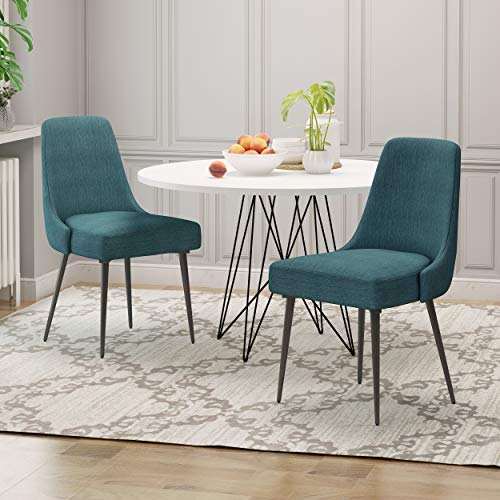 Christopher Knight Home Dawn Modern Fabric Dining Chairs, Teal, 23.75D x 19.25W x 35.25H in (Set of 2)