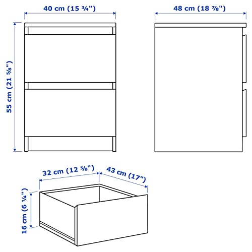 IKEA Malm 2-Drawer Chest, Black-Brown