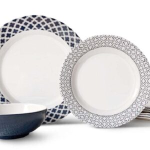 Bowla 12-Piece Melamine Dinnerware Set - Service for 4 (Bluegrass), BPA free and dishwasher safe