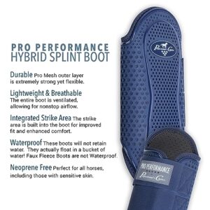 Professional's Choice Pro Performance Hybrid Splint Boot | Durable Pro Mesh Outer Layer | Integrated Strike Area | Exercise or Turnout | Waterproof | Front or Hind Legs | Navy Large