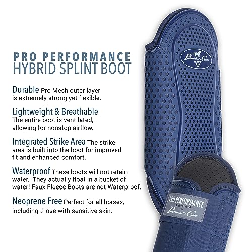 Professional's Choice Pro Performance Hybrid Splint Boot | Durable Pro Mesh Outer Layer | Integrated Strike Area | Exercise or Turnout | Waterproof | Front or Hind Legs | Navy Large