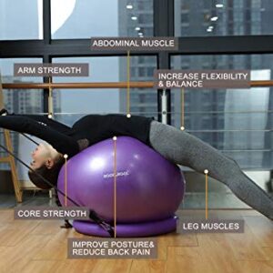 RGGD&RGGL Yoga Ball Chair, Exercise Ball with Leak-Proof Design, Stability Ring&2 Adjustable Resistance Bands for Any Fitness Level, 1.5 Times Thicker Swiss Ball for Home&Gym&Office&Pregnancy (65 cm)