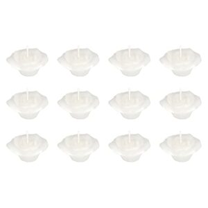 mega candles 12 pcs unscented white floating rose petals flower candle, hand poured paraffin wax candles 2 inch diameter, home décor, wedding receptions, baby showers, birthdays, parties & more
